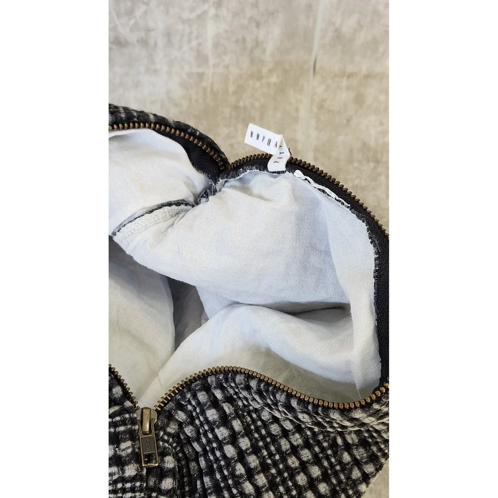 Pottery Barn Euro Pillow Cover Square Black Textured Woven Zipper Closure Boho